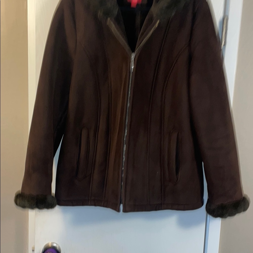 Women's Brown Fur-Trimmed Jacket